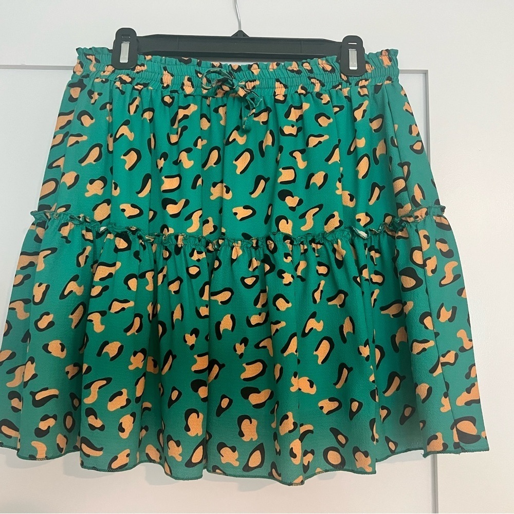 Stylish Green Leopard Print Skirt